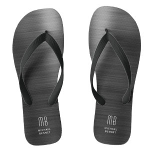 Elegant Monogram Black Thongs