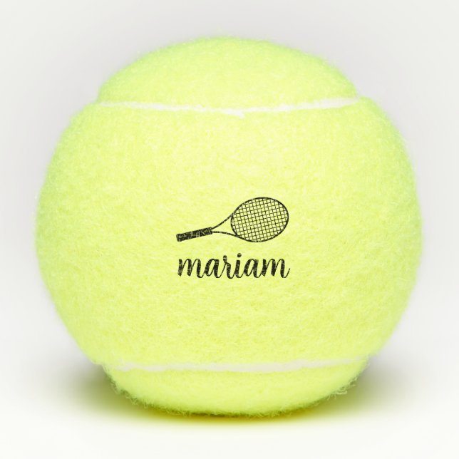 Elegant Monogram Black Typography Modern Script Tennis Balls (Front)