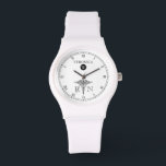 Elegant Monogram Black|White Face Nurse Watch<br><div class="desc">A beautiful elegant monogram black and white watch, with a medical caduceus symbol and a spot for your gift recipient's name and last name initial monogram. A great gift for anyone who is a nurse, a nursing graduate, or any proud member of the medical community. This watch contains a white...</div>