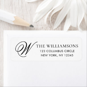 Elegant Monogram Black White Return Address Label