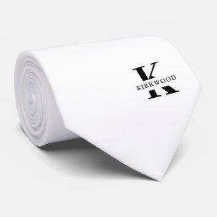 Elegant Monogram Black White Tie