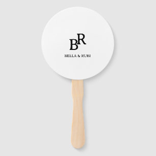 Elegant Monogram Black White Wedding Hand Fan