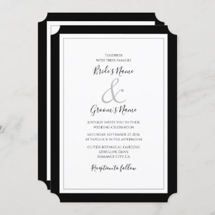 Elegant Monogram Black & White Wedding Invitation