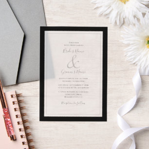 Elegant Monogram Black & White Wedding Vellum Invitations