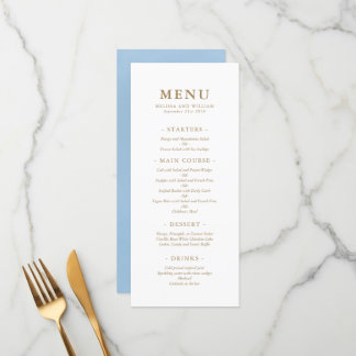 Elegant Monogram Blue Sea Glass Wedding Menu
