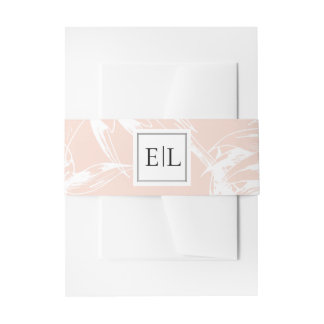 Elegant Monogram Blush Floral Wedding Invitation Belly Band