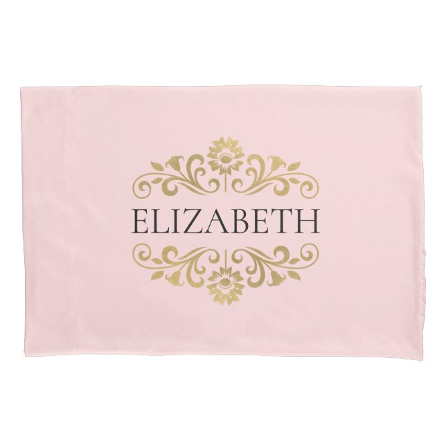 Elegant Monogram Blush Pink Bedroom Pillow Case (Front)