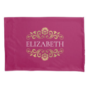Elegant Monogram Blush Pink Gold Pillow Case
