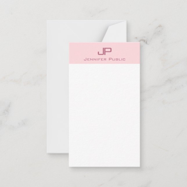Elegant Monogram Blush Pink Modern Simple Trendy Card (Front)
