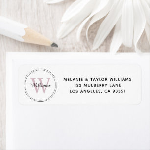 Elegant Monogram Blush Pink Return Address Label