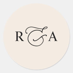 Elegant Monogram Boho Blush Classic Round Sticker
