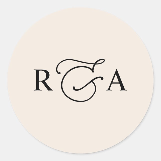 Elegant Monogram Boho Blush Classic Round Sticker (Front)