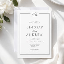 Elegant Monogram Border White Wedding