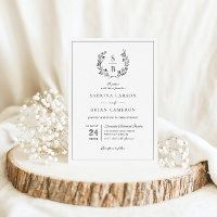Elegant Monogram Botanical Wreath Wedding