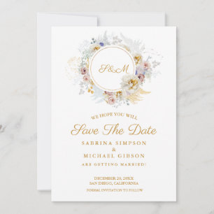 Elegant Monogram Bride Groom Name Wedding Save The Date