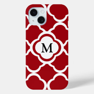 Elegant Monogram Burgundy Pattern iPhone 15 Case