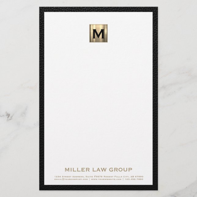 Elegant Monogram Business Stationery (Front)