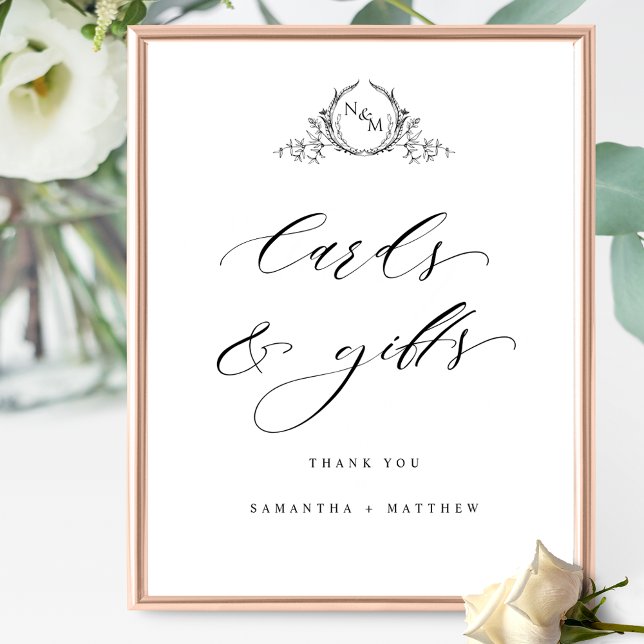 Elegant Monogram Cards and Gifts Wedding Sign (Creator Uploaded)