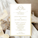 Elegant  Monogram Champagne Wedding Program<br><div class="desc">Elegant Champagne Wedding program with beautiful hand-drawn monogram and watercolor frame in champagne, cream, and ivory hues. Modern handwritten calligraphy elements. Ability to make text changes and adjustments by selecting "Edit using design tool". Front with wedding ceremony details, back with wedding party names and thank you message for your guests....</div>