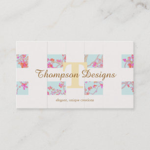 Elegant Monogram Cherry Blossom Unique Girly 2 Business Card