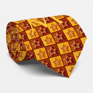 Elegant Monogram Christmas Tie with Stars Pattern