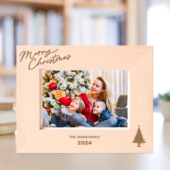 Elegant Monogram Christmas tree Classy Typography Etched Frames (Creator Uploaded)