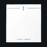 Elegant Monogram Classic Black White Notepad<br><div class="desc">Easily add your custom monogram initial and name to this elegant black and white notepad.</div>