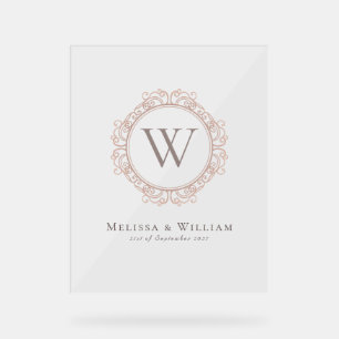 Elegant Monogram Classic Initial Wedding Acrylic Sign