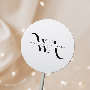 Elegant Monogram Classic Wedding Typography Round Sticker