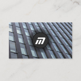 Elegant monogram clean glass facade office business card