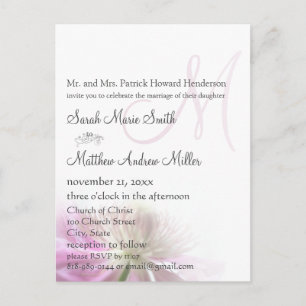 Elegant Monogram Clematis Wedding Invitation Postcard