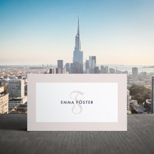 Elegant Monogram Coconut Cream Frame Business Card