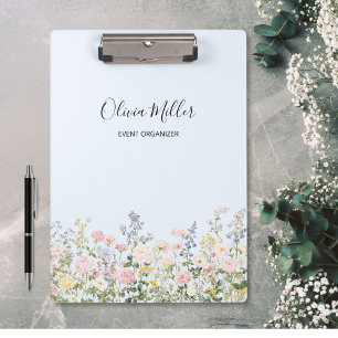 Elegant Monogram Colorful Flower Garden Floral Clipboard