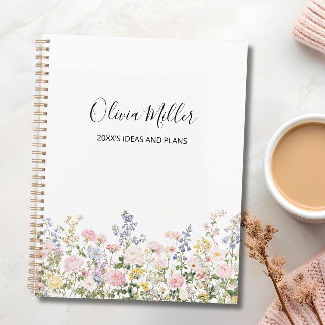 Elegant Monogram Colorful Flower Garden Floral Planner (In situ)