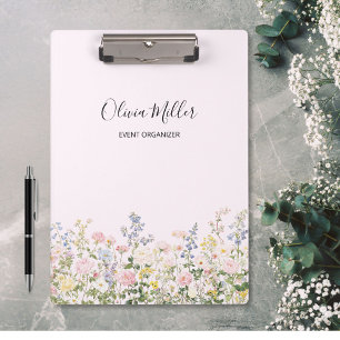 Elegant Monogram Colourful Flower Garden Floral Clipboard