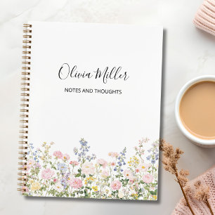 Elegant Monogram Colourful Flower Garden Floral Notebook