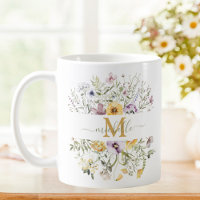 Elegant Monogram Colourful Wildflower Garden Flora
