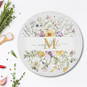 Elegant Monogram Colourful Wildflower Garden Flora Cutting Board