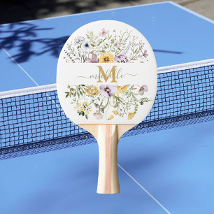 Elegant Monogram Colourful Wildflower Garden Flora Ping Pong Paddle