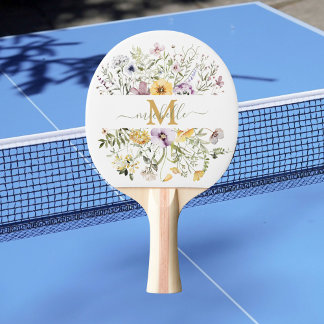 Elegant Monogram Colourful Wildflower Garden Flora Ping Pong Paddle