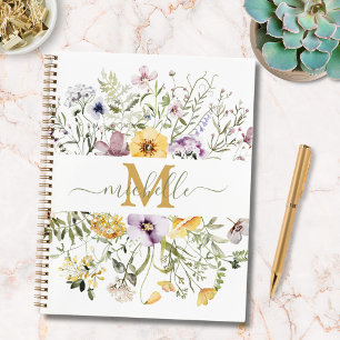 Elegant Monogram Colourful Wildflower Garden Flora Planner