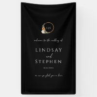 Elegant Monogram Copper Earthy Black Wedding