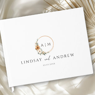 Elegant Monogram Copper Earthy Botanical Guest Book