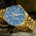 Elegant  Monogram Couple’s Name  Navy Watch<br><div class="desc">Personalized Couple Names Initials Monogram Navy Watch – Elegant & Timeless Gift Celebrate love and style with this Custom Couple Names Initials Monogram Navy Watch, a perfect blend of elegance, sophistication, and personalization. Featuring a classic monogram design with your custom initials and names, this luxury wristwatch is a timeless keepsake...</div>