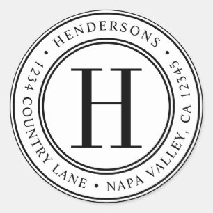 Elegant Monogram Create Your Own Return Address Classic Round Sticker
