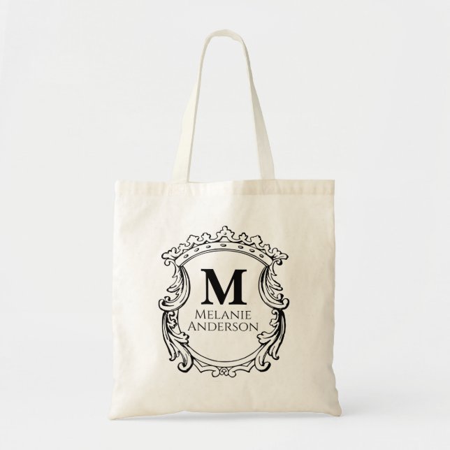 Elegant Monogram Crest  Tote Bag (Front)