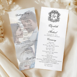 Elegant Monogram Crest Wedding Photo Program
