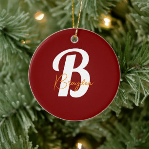 Elegant Monogram  custom  Ceramic Ornament