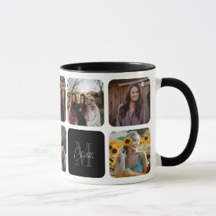 Elegant Monogram Custom Name Photo Mug