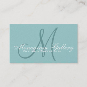 Elegant Monogram Customisable Aqua Business Card